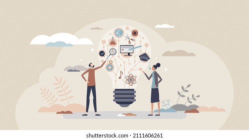 Data literacy as info knowledge and education skill set tiny person concept. Ability to understand information with competence and analyze it vector illustration. Reading and learning text context. - Shutterstock ID 2111606261