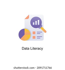 Data Literacy Vector Gradient Icon Design Illustration. Digitalization And Industry Symbol On White Background EPS 10 File