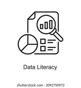 Data Literacy Vector Outline Icon Design Illustration. Digitalization And Industry Symbol On White Background EPS 10 File