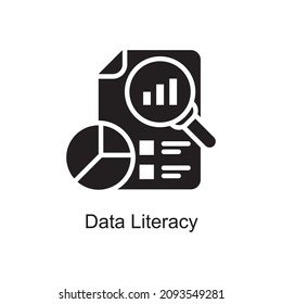 Data Literacy vector Solid Icon Design illustration. Digitalization and Industry Symbol on White background EPS 10 File