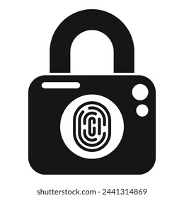 Data Lock Fingerabdruck-Symbol einfacher Vektor. Online-Unternehmen. Rechtlicher Internetschlüssel