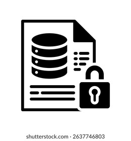 Data Lock Icon Glyph Vector Illustration