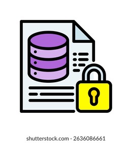 Icono de bloqueo de datos Ilustración vectorial de color lineal