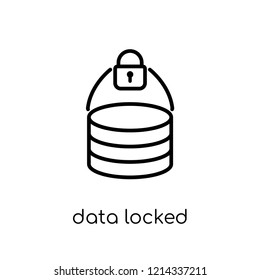 data locked icon. Trendy modern flat linear vector data locked icon on white background from thin line Internet Security and Networking collection, editable outline stroke vector illustration
