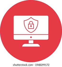 Data, locked, protection, screen, shield icon vector image. Can also be used for banking and finance. Suitable for use on web apps, mobile apps and print media.