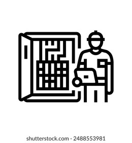 data logging audit energy line icon vector. data logging audit energy sign. isolated contour symbol black illustration