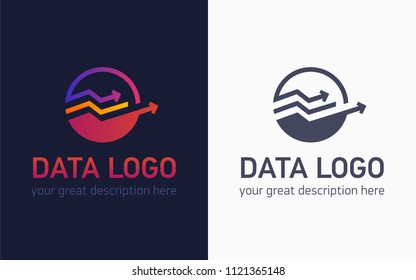 Data logo for business company. The arrows and the blocks figure. Vector design illustration. 