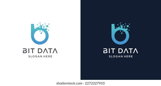 Diseño de logotipo de datos con idea de concepto de letra b