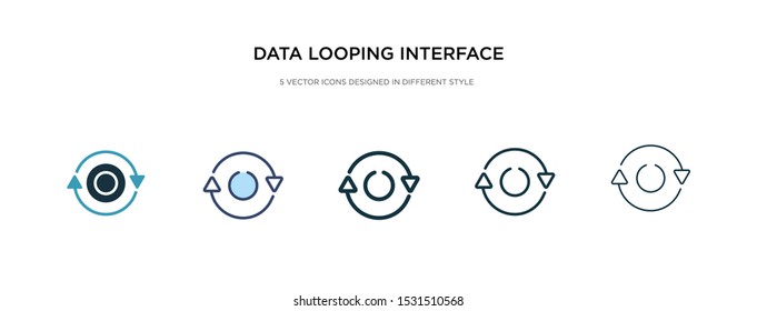 data looping interface icon in different style vector illustration. two colored and black data looping interface vector icons designed in filled, outline, line and stroke style can be used for web,