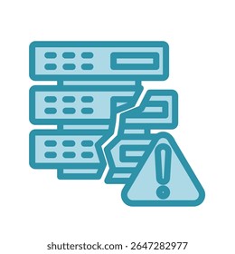 Color azul de doble tono de pérdida de datos, mini icono de ilustración. uso para el concepto moderno, impresión, interfaz de usuario, kit de UX, Web y desarrollo de App. Vector relacionado con la gestión de riesgos, negocios, finanzas.