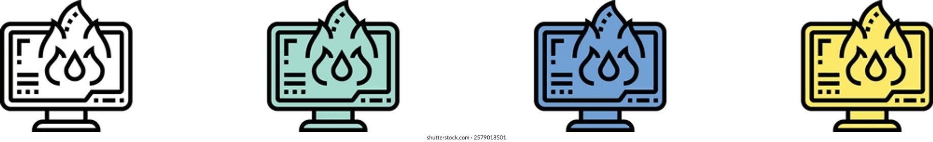 data loss icon. Outline, Green, Blue and Yellow Style Design Isolated On White Background
