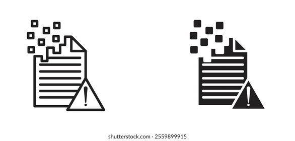 Data loss Icon set in black color for ui designs