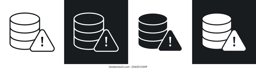 Data loss icons collection in black filled and line style.