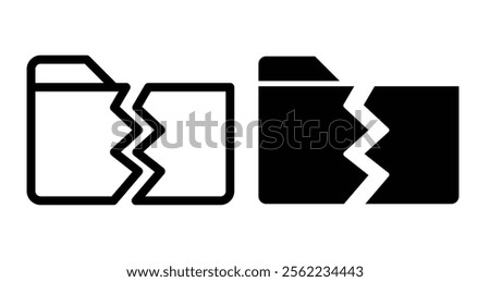 Data loss Icons pack in outlined and flat versions