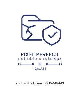 Data loss prevention linear desktop icon. Breach detection. Cyber security. Pixel perfect 128x128, outline 4px. GUI, UX design. Isolated user interface element for website. Editable stroke