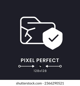Data loss prevention white solid desktop icon. Breach detection. Cyber security. Pixel perfect 128x128, outline 4px. Silhouette symbol for dark mode. Glyph pictogram. Vector isolated image