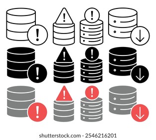 Coleção de ícones de vetor de perda de dados. conjunto de ilustrações de vetor.