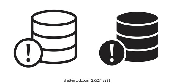 Conjunto de íconos de Vector de pérdida de datos con estilo relleno y delineado en negro.