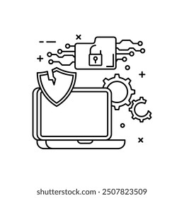 Data Lost Outline Icon, Vector illustration