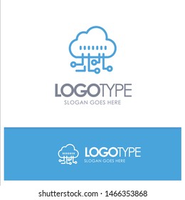 Data, Manage, Technology Blue outLine Logo with place for tagline. Vector Icon Template background
