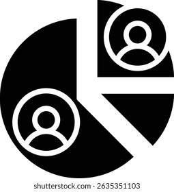Data management analysis icon demographic market studies, audience segmentation, or resource allocation centered on individuals or groups