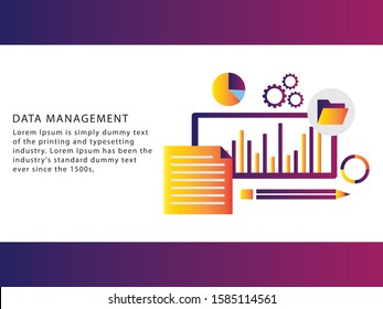 
Data management, Data center, Protection, Storage, digital privacy, network server flat vector illustration with icons