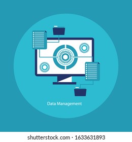 Data management Data center Protection Storage digital privacy network server flat vector