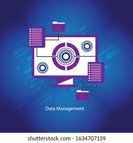 Data management Data center Protection Storage digital privacy network server flat vector
