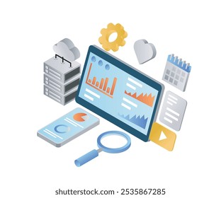 Nuvem de gerenciamento de dados de estilo isométrico
