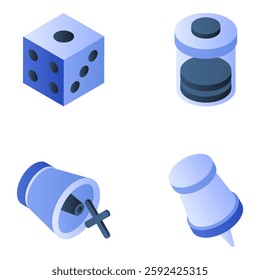 Data and Management Flat Isometric Icons 

