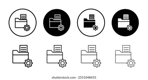 Data management icon Black and white outline vector