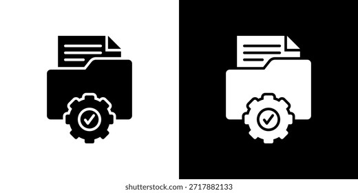 Icono de gestión de datos relleno en blanco y negro.