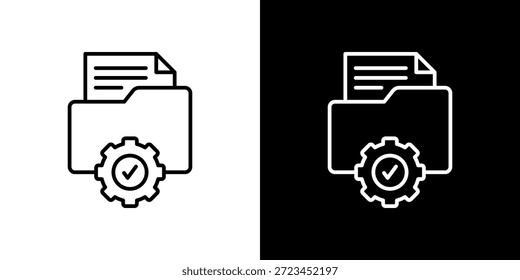 Icono de gestión de datos contorno en blanco y negro.