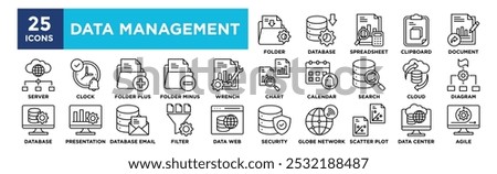 Data Management icon collection set. Containing design data, technology, business, digital, system, management, database 