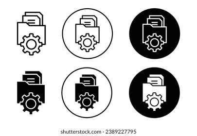 Data management icon. file handling or data file documentation and customization setting symbol set. file management or folder manager vector line logo. data storage setting sign.