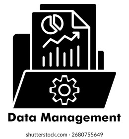 Data Management Icon Glyph Style. Vector Illustration For Graphic Design