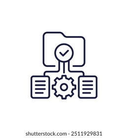 ícone de gerenciamento de dados, gerenciar documentos vetor de linha