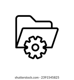 Data management icon. Simple outline style. Document, file, folder, record, digital database, system information concept. Thin line symbol. Vector illustration isolated.