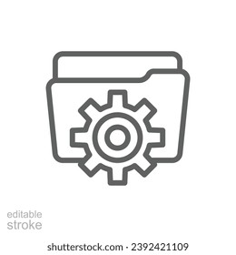 Data management icon. Simple outline style. Document, file, folder, record, digital database, system information concept. Thin line symbol. Vector illustration isolated. Editable stroke.