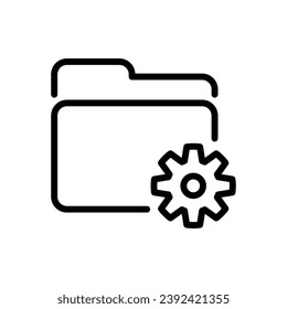 Icono de administración de datos. Estilo de contorno simple. Documento, archivo, carpeta, registro, base de datos digital, concepto de información del sistema. Símbolo de línea delgada. Ilustración vectorial aislada.