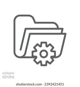 Icono de administración de datos. Estilo de contorno simple. Documento, archivo, carpeta, registro, base de datos digital, concepto de información del sistema. Símbolo de línea delgada. Ilustración vectorial aislada. Trazo editable.