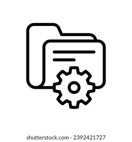 Data management icon. Simple outline style. Document, file, folder, record, digital database, system information concept. Thin line symbol. Vector illustration isolated.