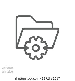 Data management icon. Simple outline style. Document, file, folder, record, digital database, system information concept. Thin line symbol. Vector illustration isolated. Editable stroke.