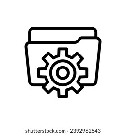 Data management icon. Simple outline style. Document, file, folder, record, digital database, system information concept. Thin line symbol. Vector illustration isolated.