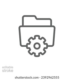 Data management icon. Simple outline style. Document, file, folder, record, digital database, system information concept. Thin line symbol. Vector illustration isolated. Editable stroke.