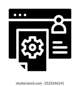 Icono de administración de datos con glifo de estilo