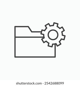 Data management icon in thin black lines