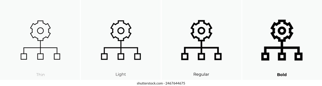 data management icon. Thin, Light Regular And Bold style design isolated on white background