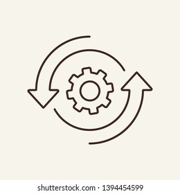 Data management line icon. Cogwheel, mechanism, setting. System concept. Can be used for topics like interface, development, optimization