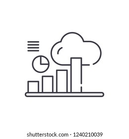Data management line icon concept. Data management vector linear illustration, symbol, sign